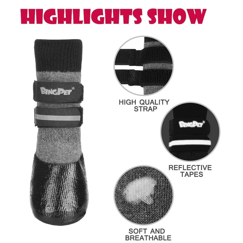 BINGPET Dog Socks for Hardwood Floors,Outdoor Anti Slip Waterproof Paw Protector,Dog Boots for Hot Pavement for All Season Grip Socks Prevent Licking for Small Medium Large Old Dogs - Image 4